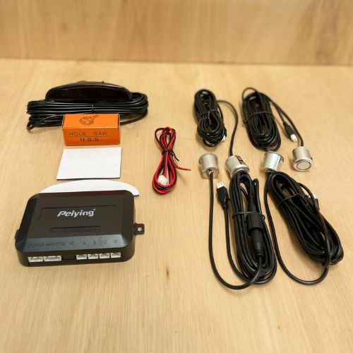 Silver Car Parking Sensors – 19mm Universal Kit w/ Auto-Reverse Activation