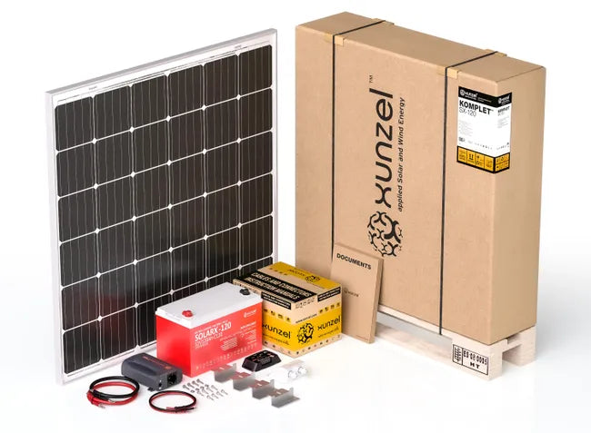 190W solar kit for campervan, boat, or off-grid use with battery and inverter