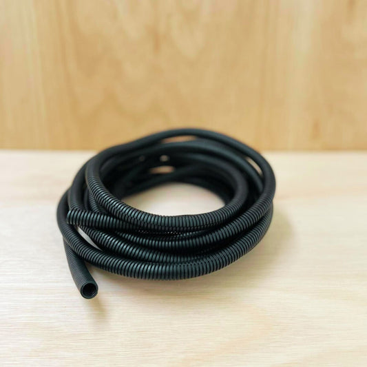 10mm black corrugated pipe with side opening for campervan wiring protection