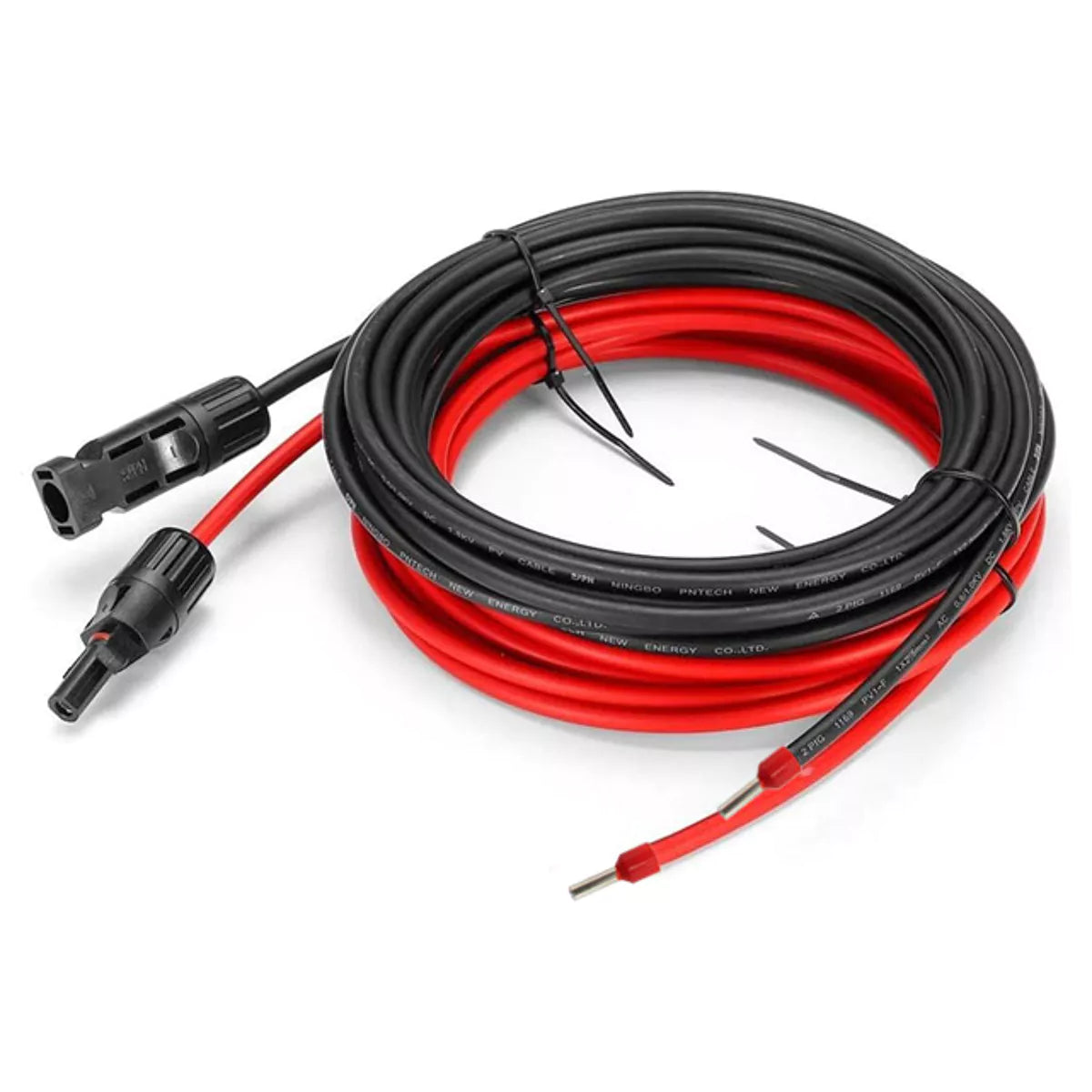 Cable de alimentación solar de 4 mm² con conector MC4 y punta (rojo y negro) – 2 x 5 m