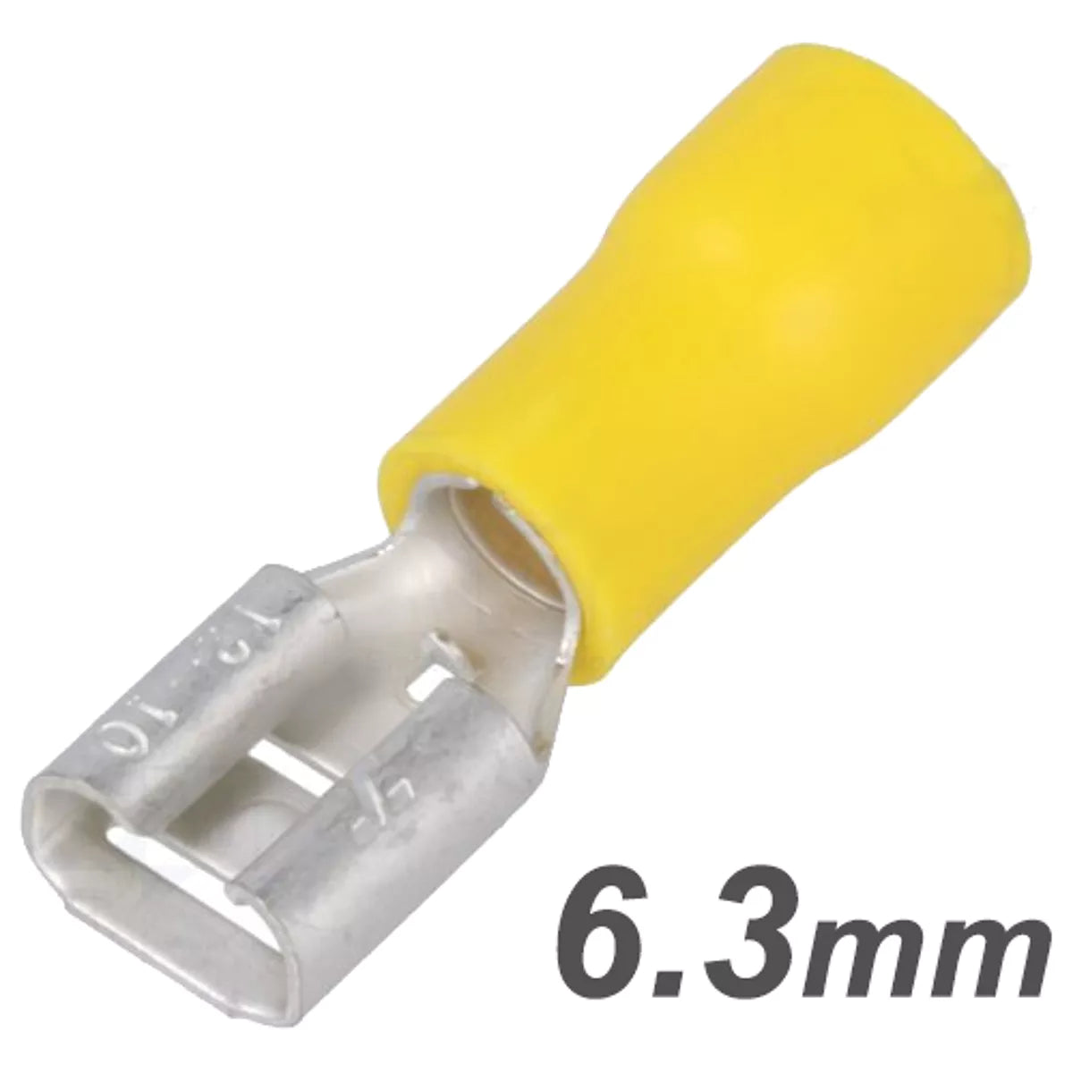 Terminales Faston de 6,3 mm (macho y hembra), semiaislados o totalmente aislados (0,5–6,0 mm²)