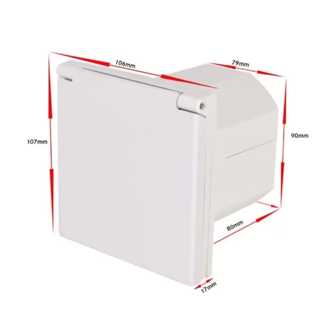 Toma de corriente monofásica CEE macho de 16 A (2P+T) con tapa – IP44 – Caravana/Autocaravana