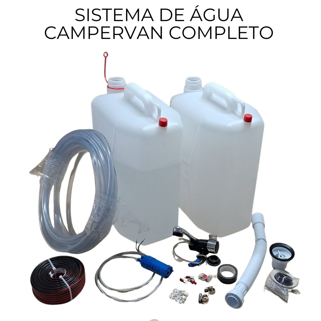 Kit básico de água para autocaravana – depósito de 20 litros, bomba e torneira
