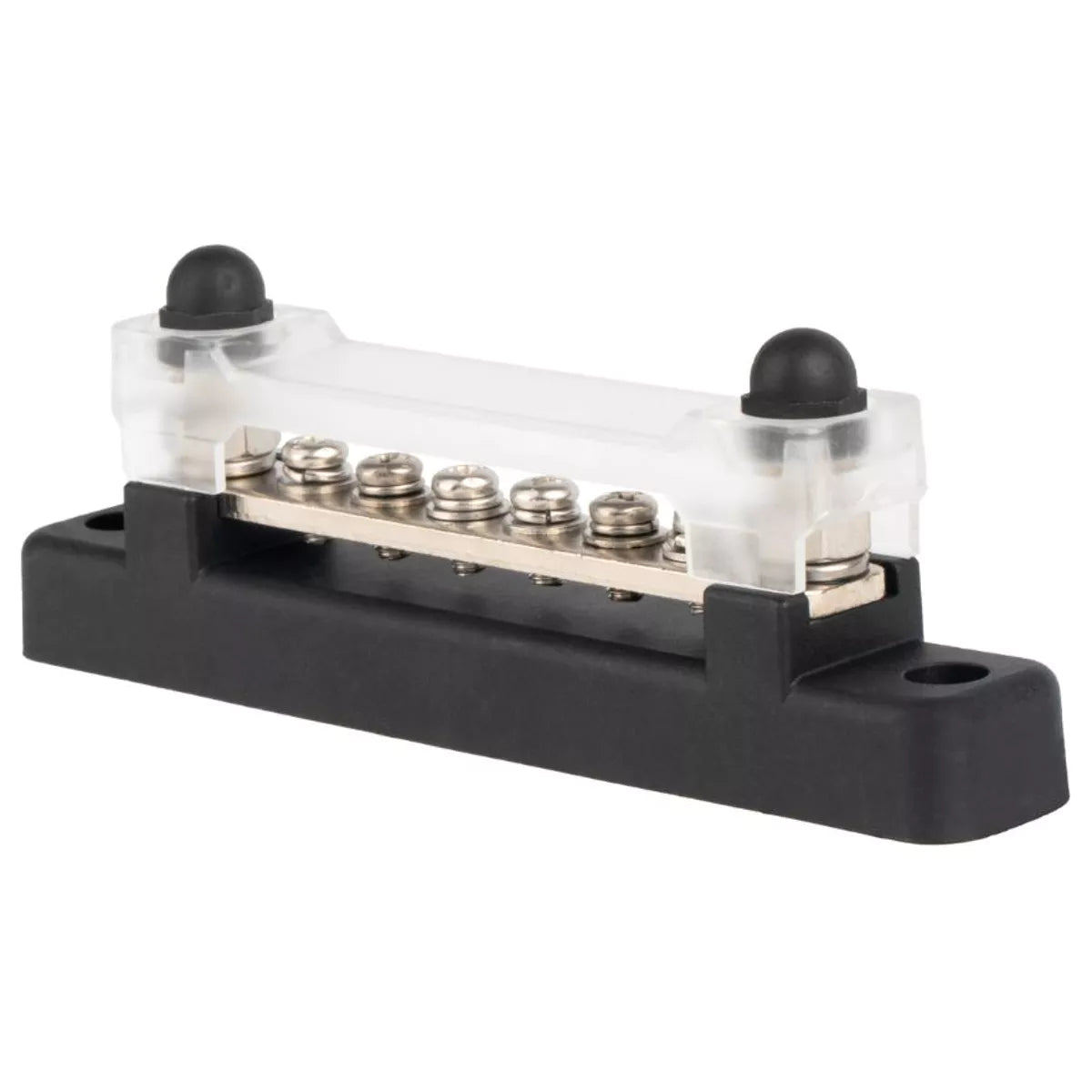 DC distribution busbar with four M10 terminals rated 250 amps for 12 to 48 volt systems