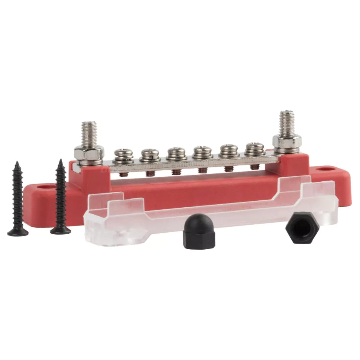 Close up of copper conductor on DC distribution busbar with corrosion resistant coating