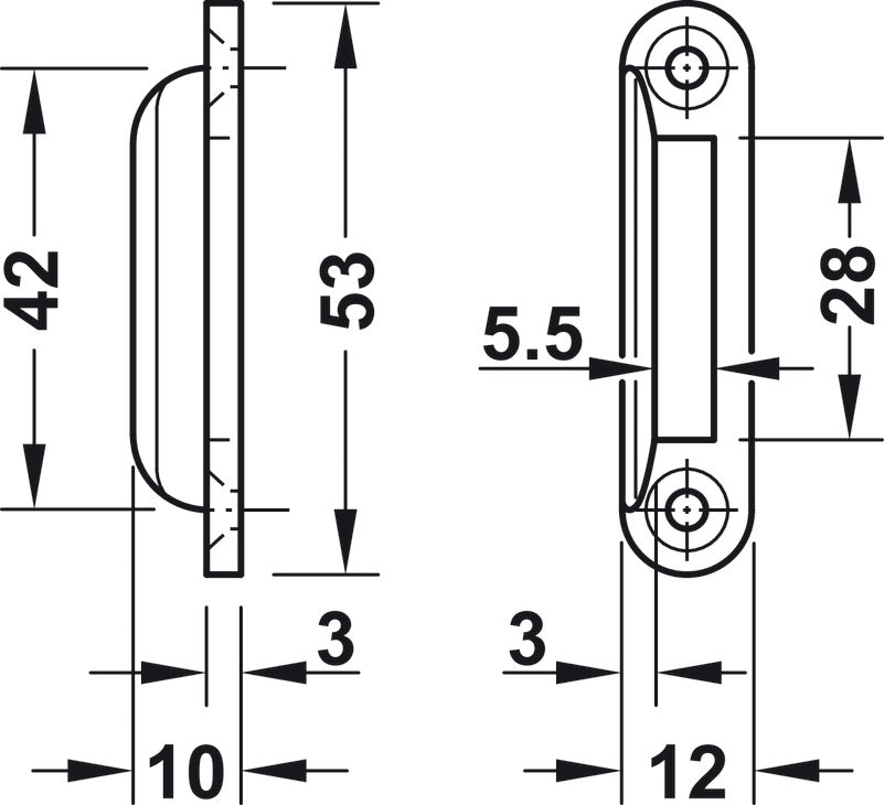 Mini Push Lock - backset 15 mm - Complete Kit