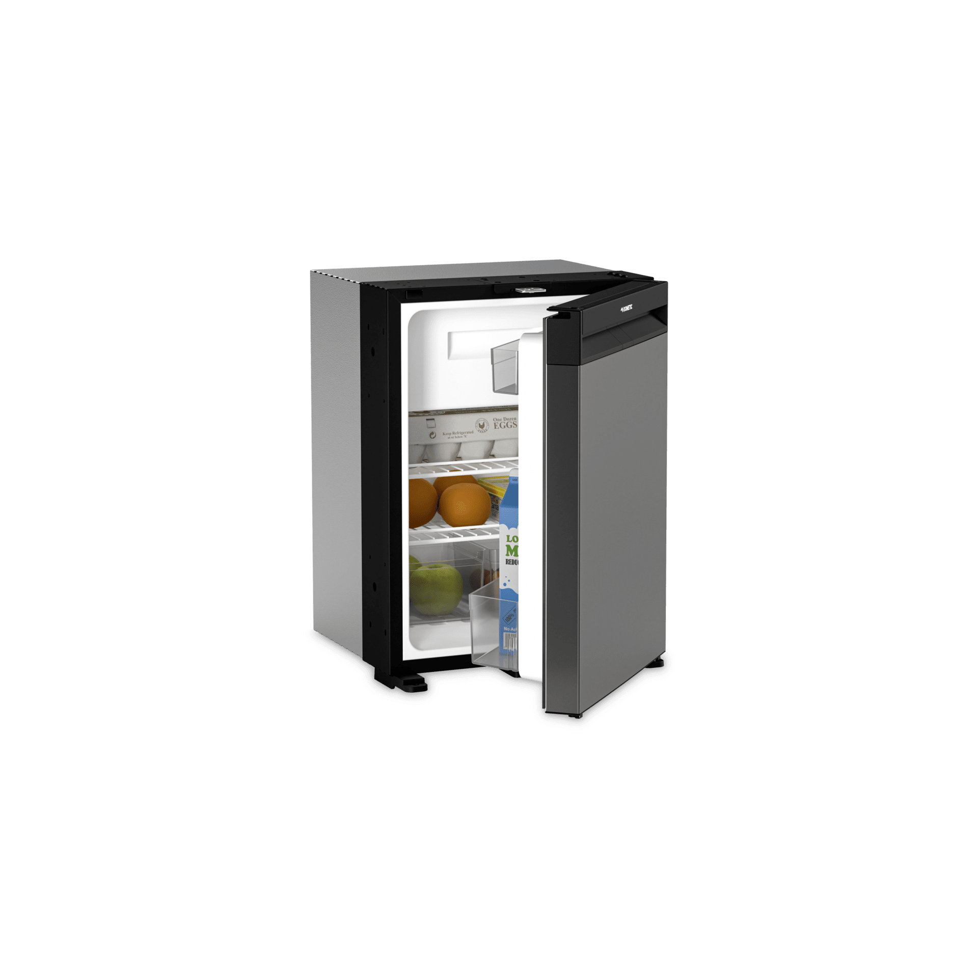 Interior of Dometic NRX 35C campervan fridge showing compact storage layout