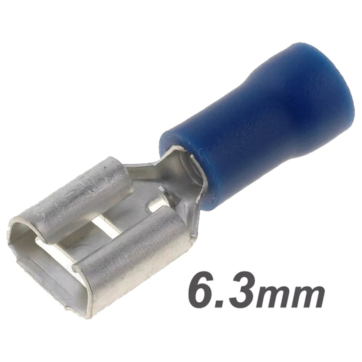 Terminales Faston de 6,3 mm (macho y hembra), semiaislados o totalmente aislados (0,5–6,0 mm²)