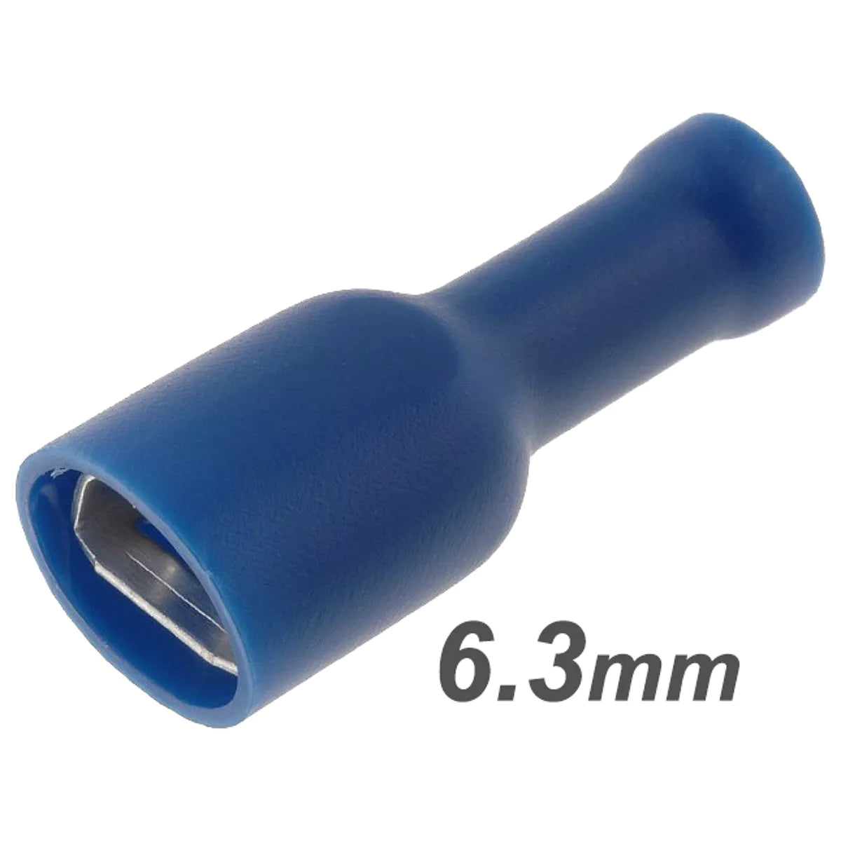 Terminales Faston de 6,3 mm (macho y hembra), semiaislados o totalmente aislados (0,5–6,0 mm²)