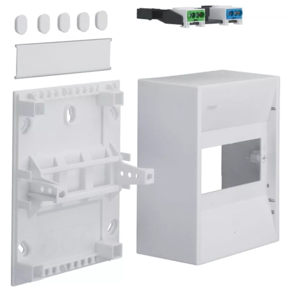 Hager GAMMA Mini Box: caja de distribución DIN de 1 fila (6/8/10 módulos)