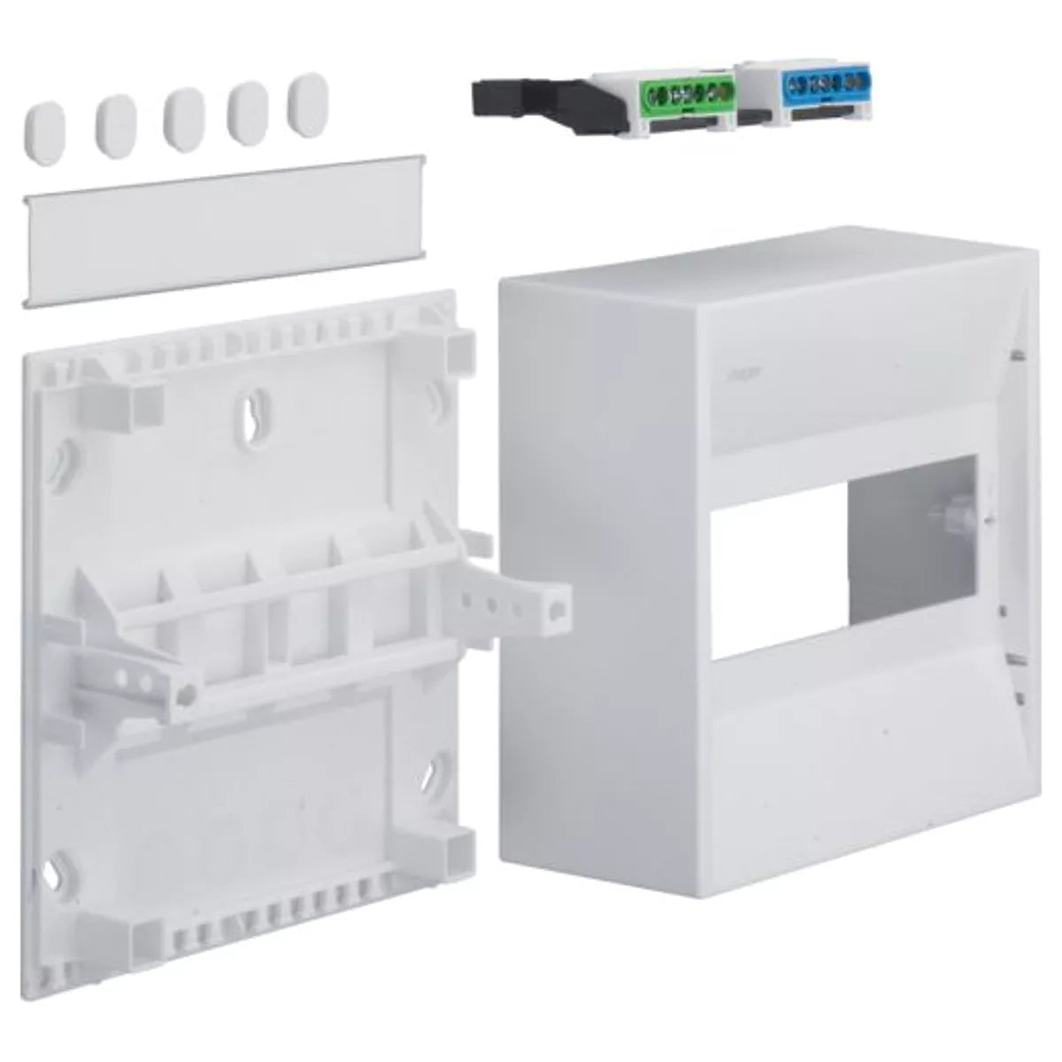 Side view of Hager GAMMA Mini Box showing compact depth for surface mounted installation