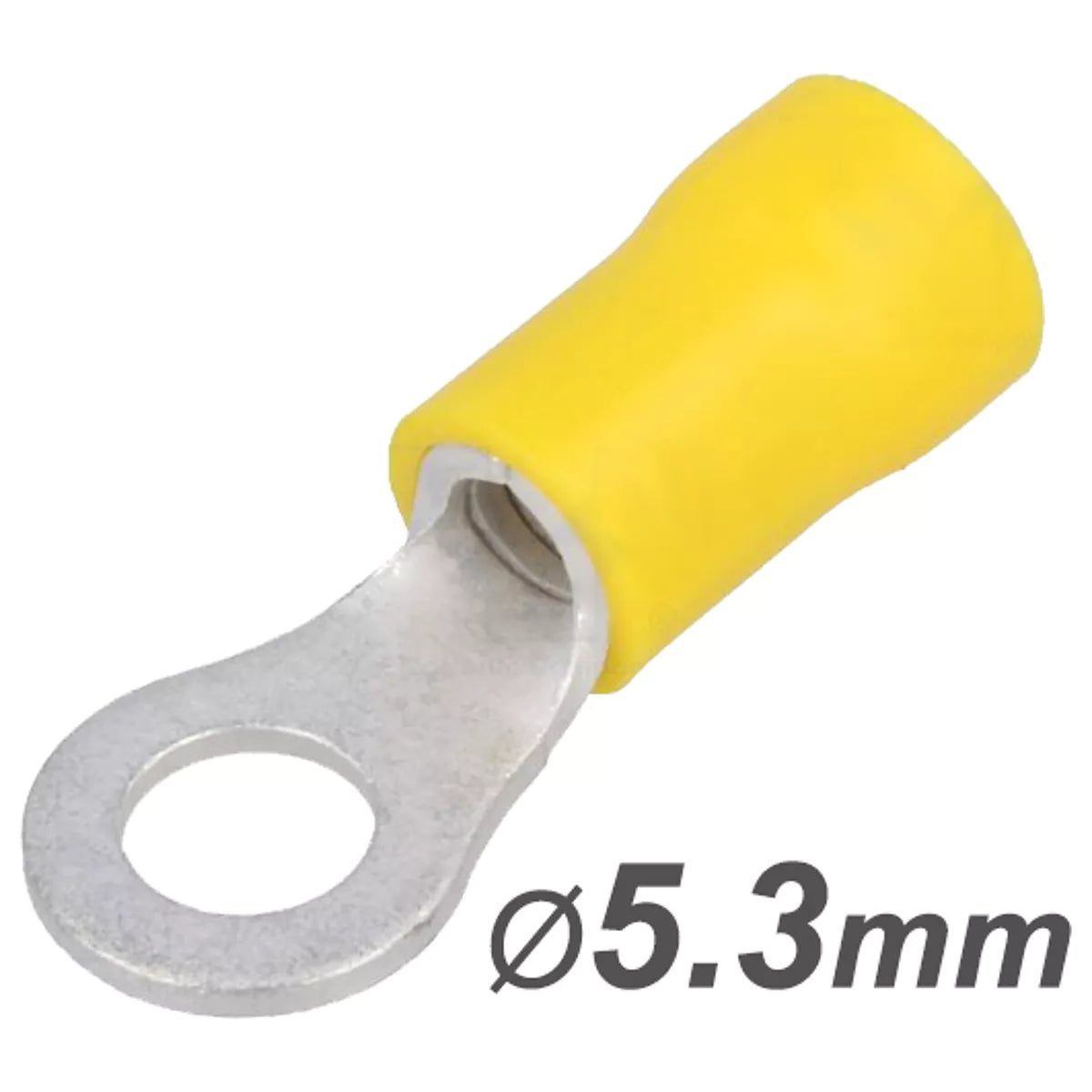 Yellow electrical wire connector with a size of 5.3mm 
