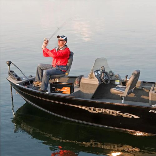 Heated lithium battery with automatic temperature protection ideal for marine and camper use.