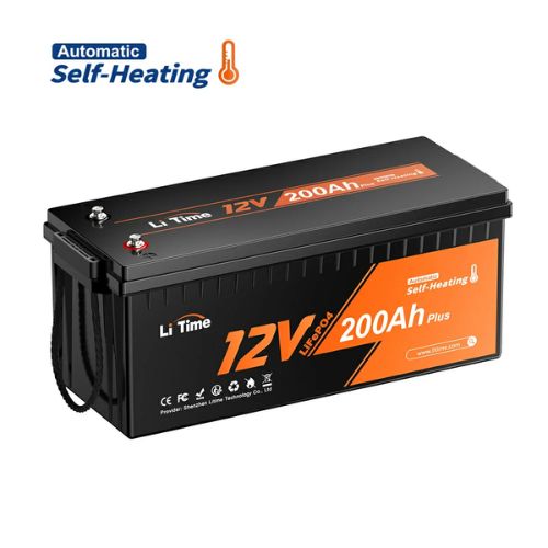 LiTime 12V 200Ah LiFePO4 self-heating battery for cold weather and off-grid applications.