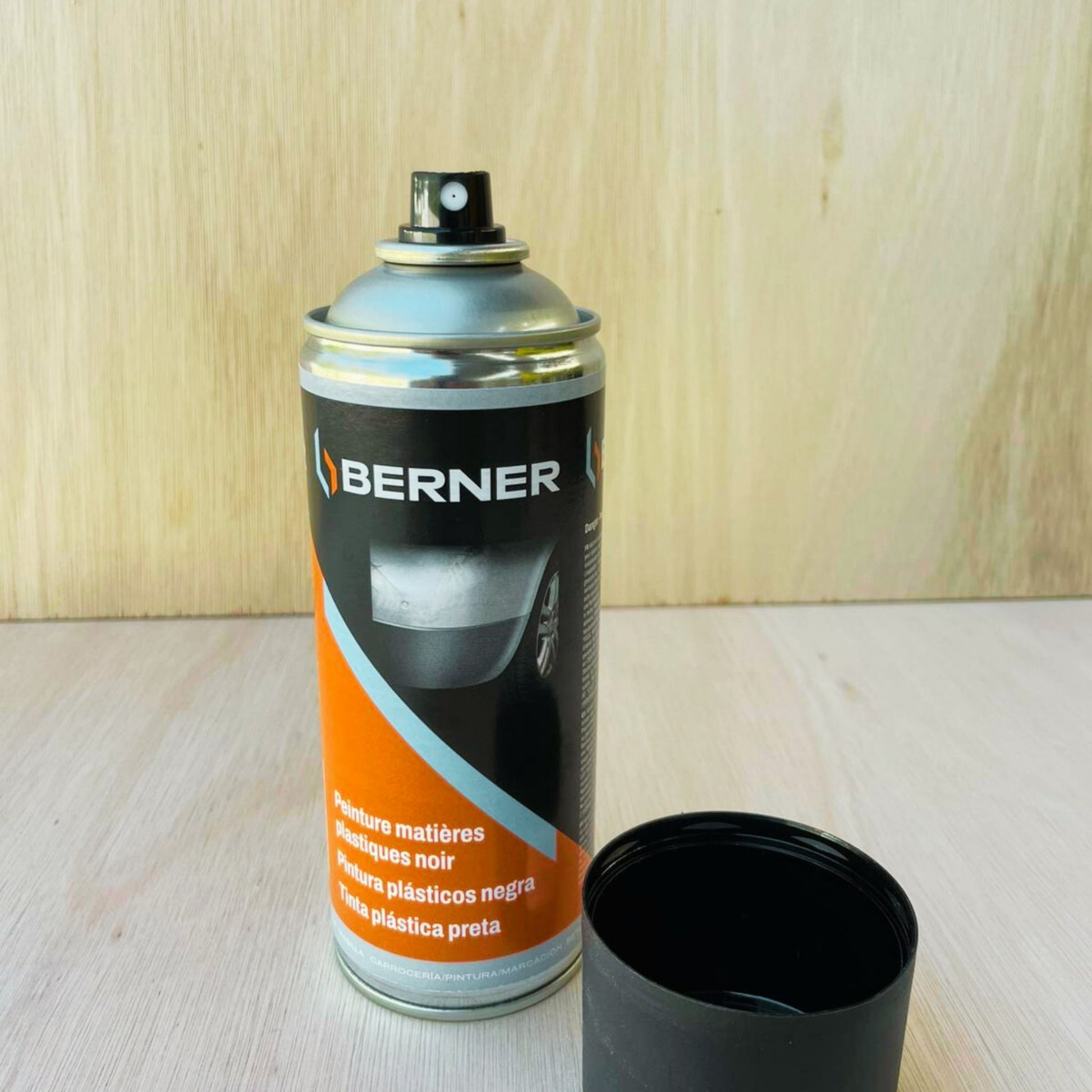 Berner exterior-grade spray paint for campervan bumpers and plastic trim. UV-resistant and weatherproof.