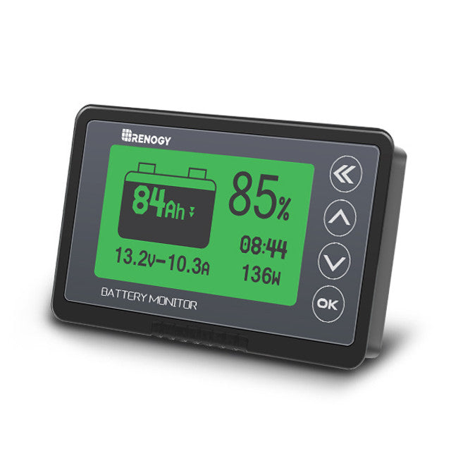 Renogy 500A battery monitor with LCD display for campervan and off grid power systems
