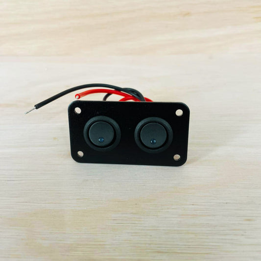 Waterproof blue LED switch for campervan 12V/24V systems